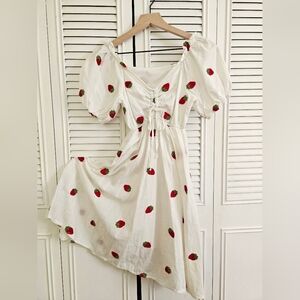 Embroidered Strawberry Dress